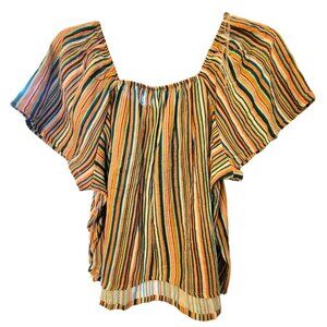 Striped Top 100% Cotton Sleep Shirt Lounge Summer Womans XL 16/18 JH1728